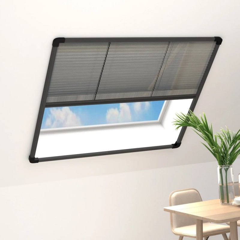 Moustiquaire plissée à fenêtre Aluminium Anthracite 120x120 cm 552943552943