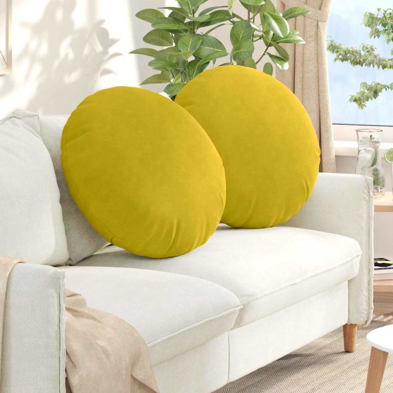 Coussins de siège 2 pcs Jaune Ø 80 x 29 cm Velours 552961552961