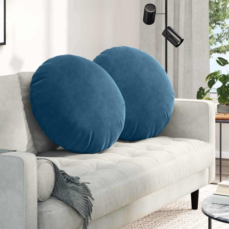 Coussins de siège 2 pcs Bleu Ø 80 x 29 cm Velours 552968552968