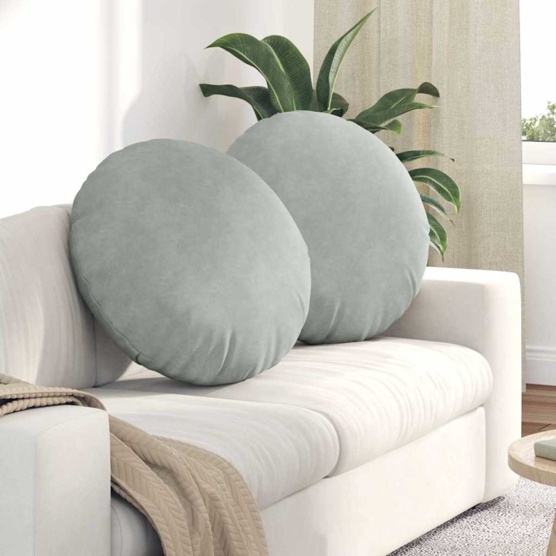 Coussins de siège 2 pcs Gris clair Ø 40 x 13 cm Velours 552975552975