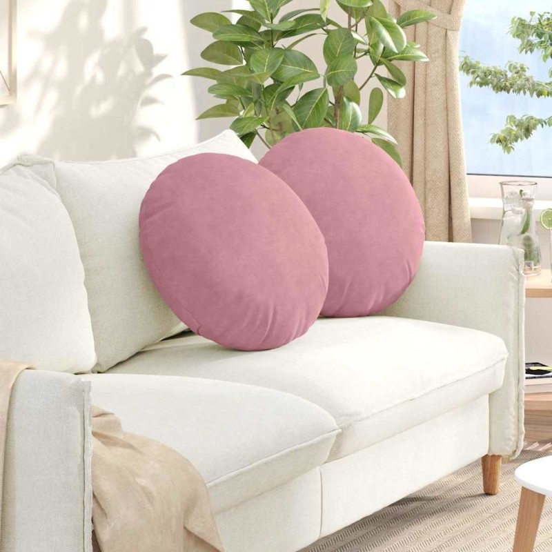 Coussins de siège 2 pcs Rose Ø50 x 19 cm Velours 552976552976