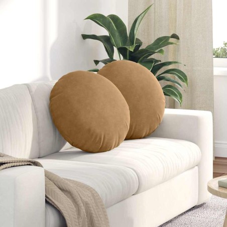 Coussins de siège 2 pcs Marron Ø50 x 19 cm Velours 552978552978