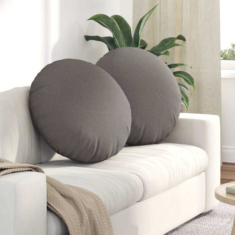 Coussins de siège 2 pcs Taupe Ø60 x 21 cm tissu 552992552992