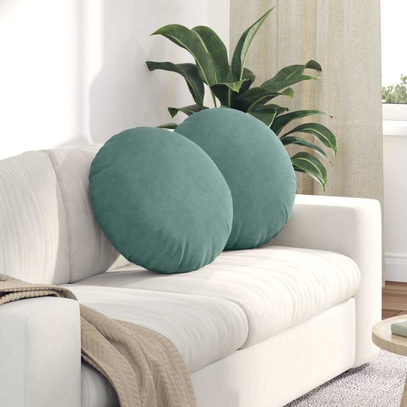 Coussins de siège 2 pcs Vert Mer Ø50 x 19 cm Velours 552997552997