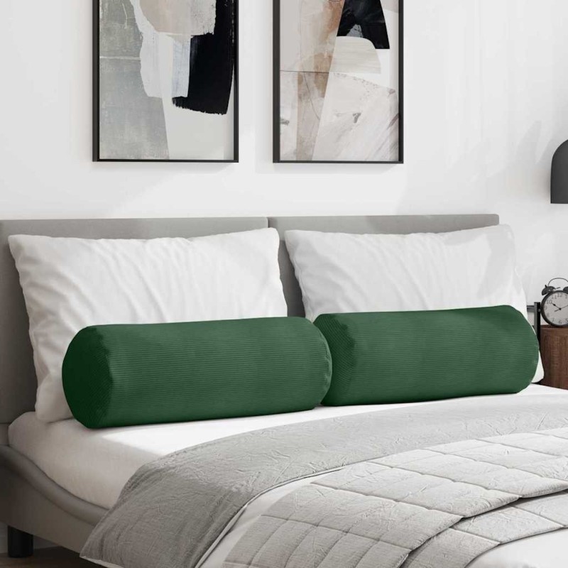 Coussins d'accent 2 pcs Vert foncé Ø 25 x 70 cm 553010553010
