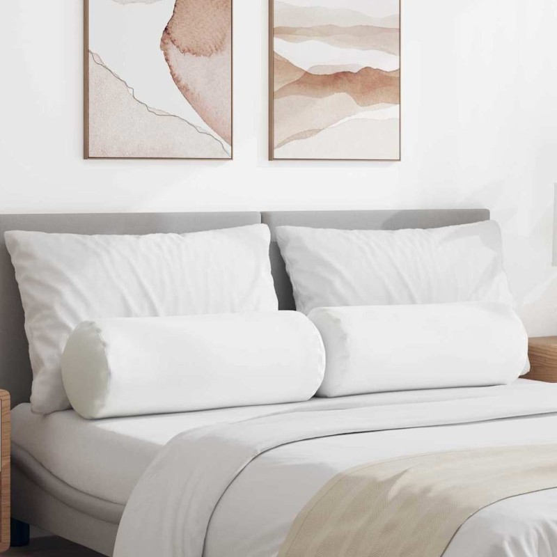 Coussins d'accent 2 pcs Blanc Ø 25 x 70 cm tissu 553016553016