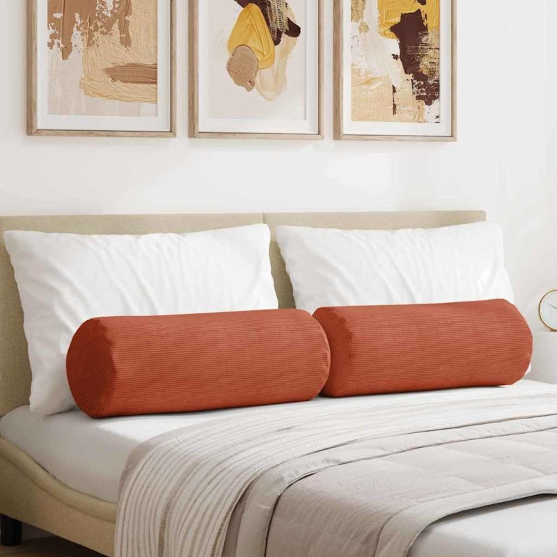 Coussins d'accent 2 pcs Rouge orange Ø 25 x 70 cm 553022553022