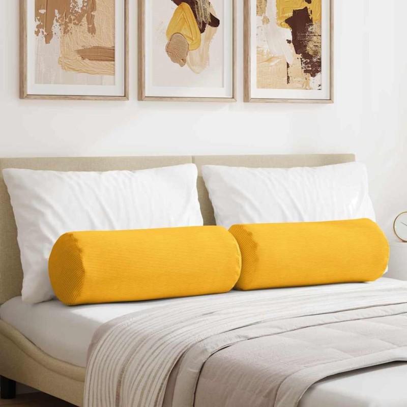 Coussins d'accent 2 pcs Jaune clair Ø 25 x 70 cm 553024553024