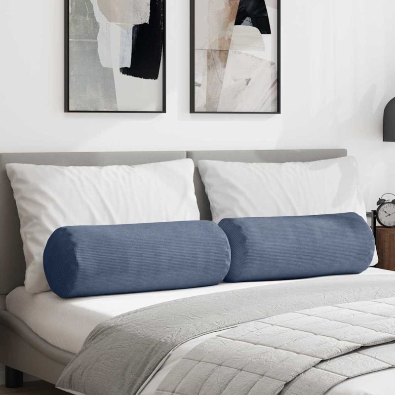 Coussins d'accent 2 pcs Bleu Ø 25 x 70 cm 553025553025