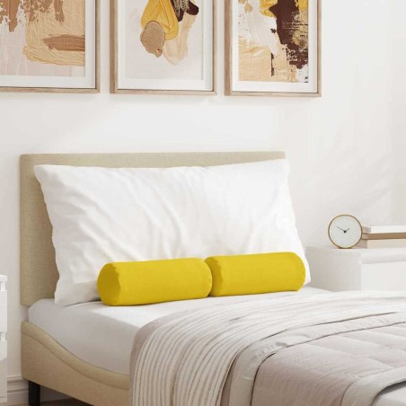 Coussins d'accent 2 pcs Jaune clair Ø 15 x 40 cm tissu 553037553037