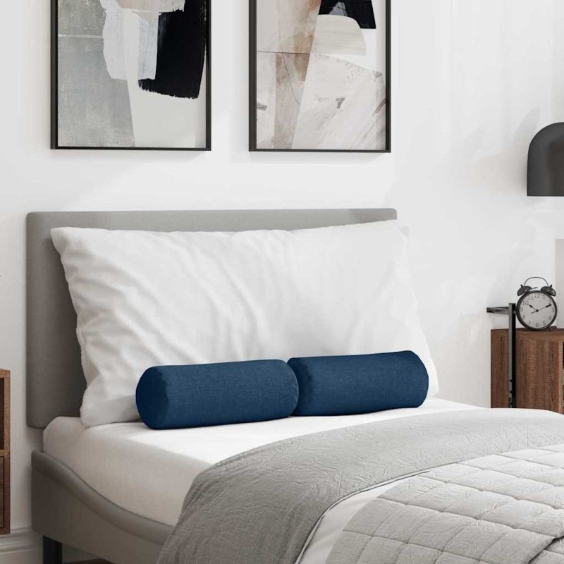 Coussins d'accent 2 pcs Bleu Ø 15 x 40 cm tissu 553038553038