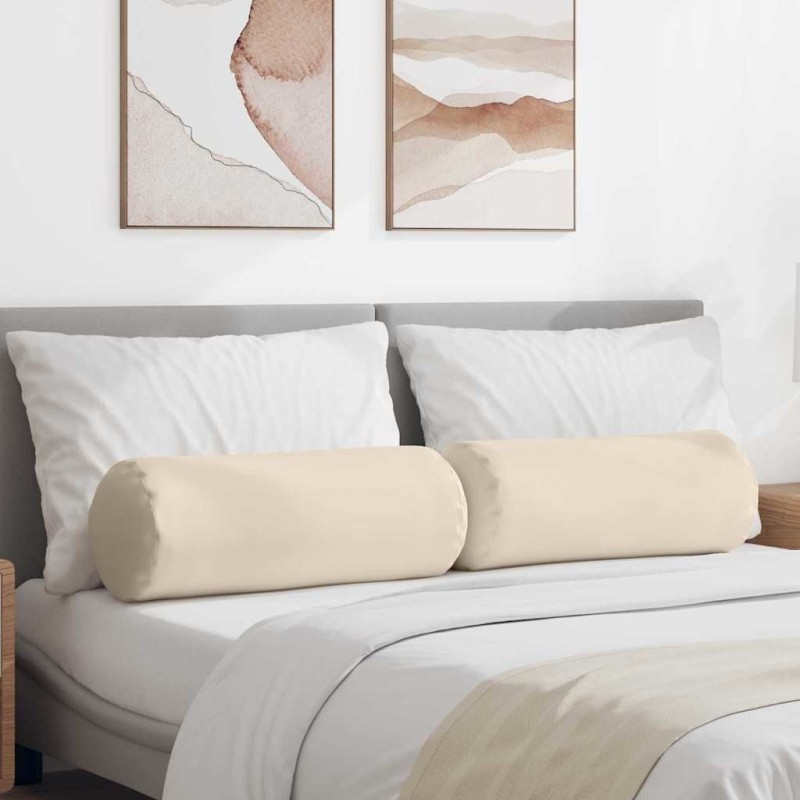 Coussins d'accent 2 pcs Beige Ø 25 x 70 cm Tissu en microfibre 553044553044