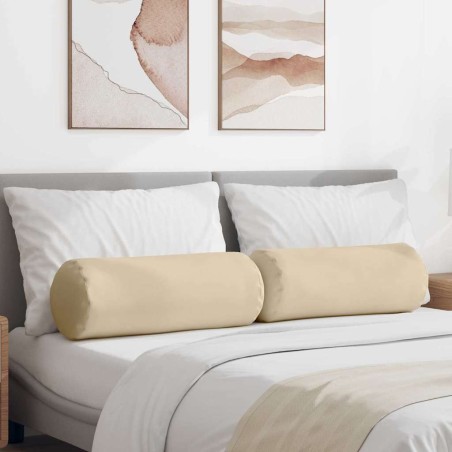 Coussins d'accent 2 pcs Crème Ø 25 x 70 cm Tissu en microfibre 553045553045