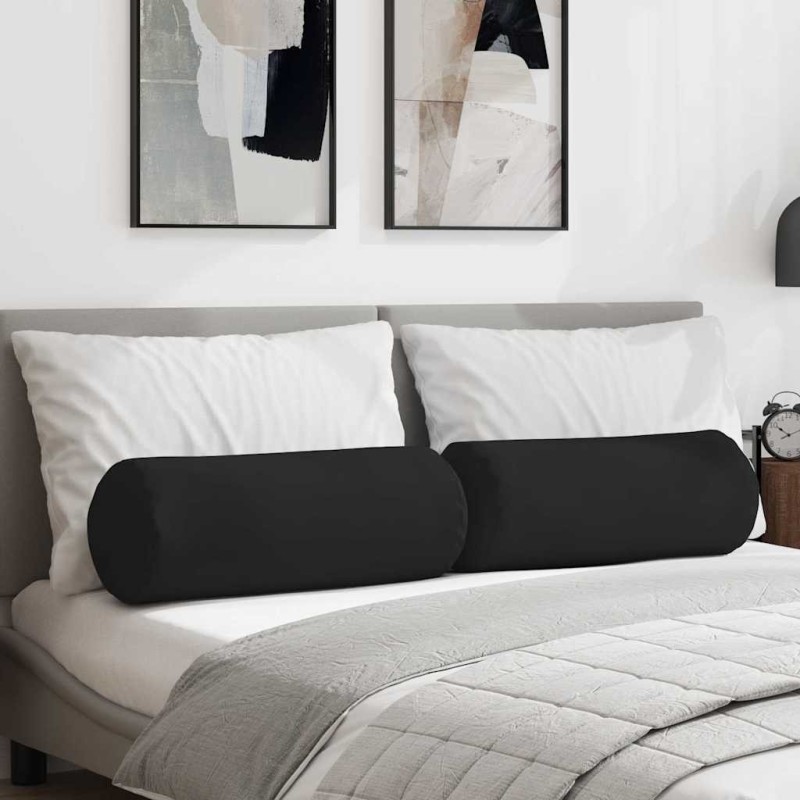 Coussins d'accent 2 pcs Noir Ø 25 x 70 cm Tissu en microfibre 553046553046