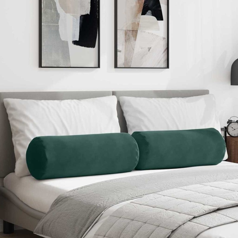 Coussins d'accent 2 pcs Vert foncé Ø 25 x 70 cm 553055553055