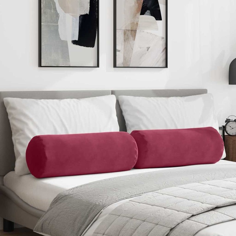 Coussins d'accent 2 pcs Bordeaux Ø 25 x 70 cm 553065553065
