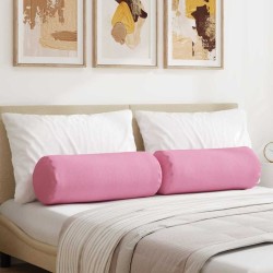 Coussins d'accent 2 pcs Rose Ø 25 x 70 cm tissu 553086553086