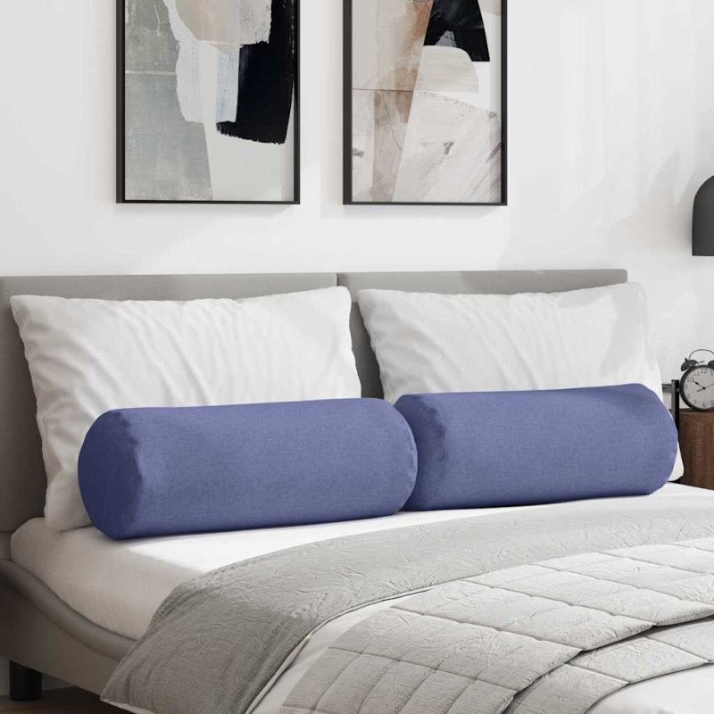 Coussins d'accent 2 pcs Bleu denim Ø 25 x 70 cm tissu 553087553087