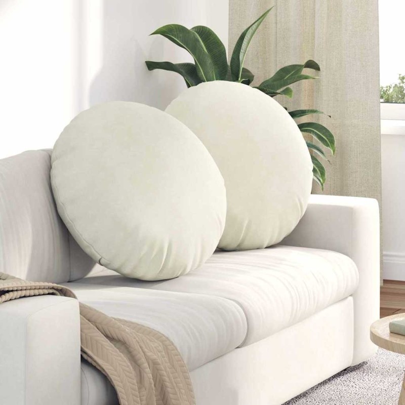 Coussins de siège 2 pcs Crème Ø60 x 21 cm Velours 553239553239