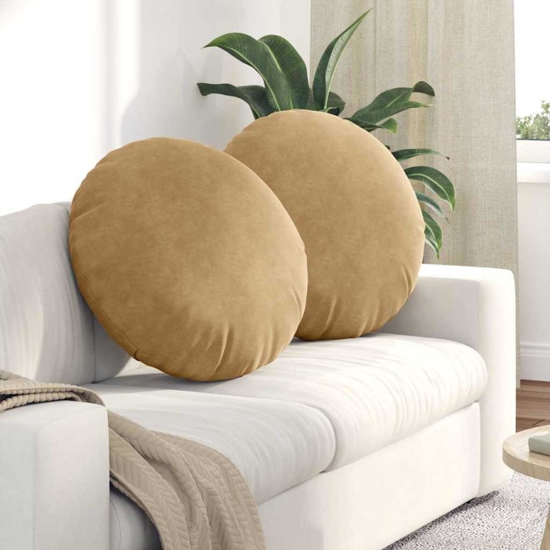 Coussins de siège 2 pcs Marron Ø60 x 21 cm Velours 553255553255