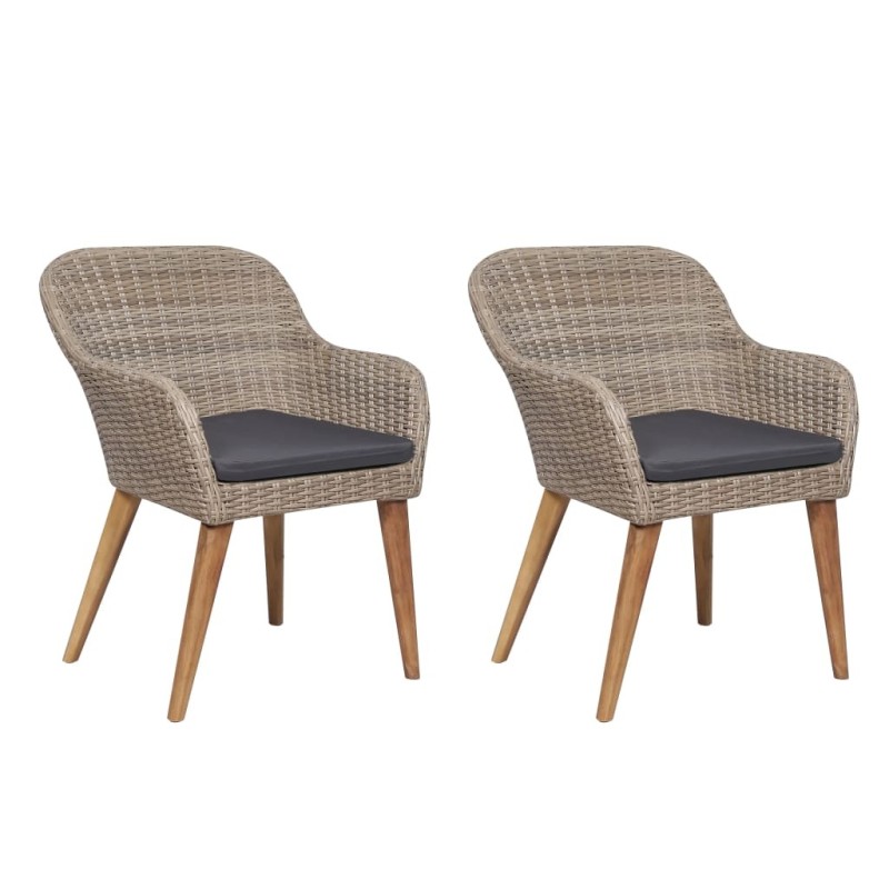 Chaises d'extérieur et coussins lot de 2 Résine tressée Marron 553257553257