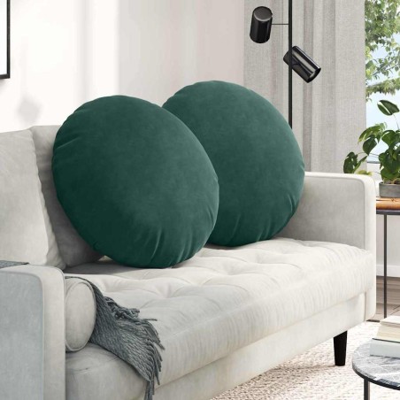 Coussins de siège 2 pcs Vert foncé Ø60 x 21 cm Velours 553258553258