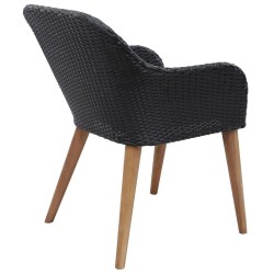 Chaises d'extérieur lot de 2 avec coussins Résine tressée Noir 553262553262