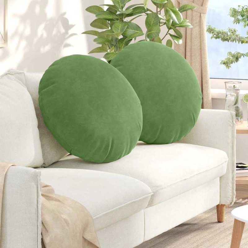 Coussins de siège 2 pcs Vert clair Ø60 x 21 cm Velours 553269553269