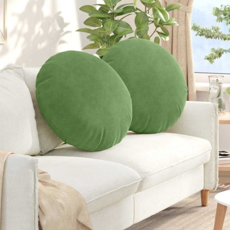 Coussins de siège 2 pcs Vert clair Ø60 x 21 cm Velours 553269553269