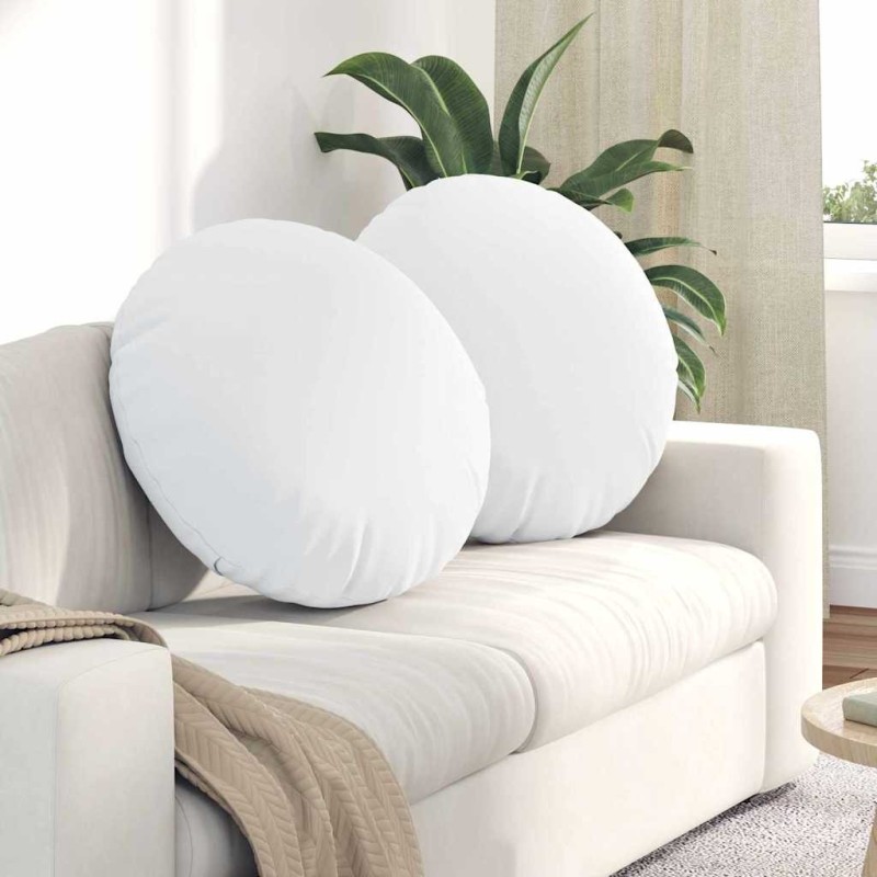 Coussins de siège 2 pcs Blanc Ø60 x 21 cm tissu 553272553272