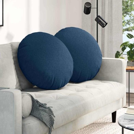 Coussins de siège 2 pcs Bleu Ø60 x 21 cm tissu 553278553278
