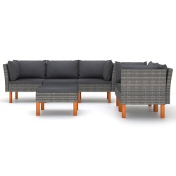 Salon de jardin 6 pcs avec coussins Résine tressée Gris 553363553363
