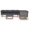 Salon de jardin 6 pcs avec coussins Résine tressée Gris 553363553363