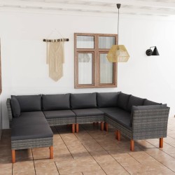 Salon de jardin 8 pcs avec coussins Résine tressée Gris 553366553366