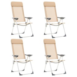 Chaises de camping pliables lot de 4 Crème Aluminium 553372553372