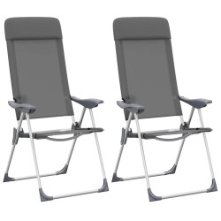Chaises de camping pliables lot de 2 Gris Aluminium 553388553388