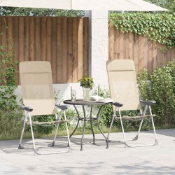 Chaises de camping pliables lot de 2 Crème Aluminium 553393553393