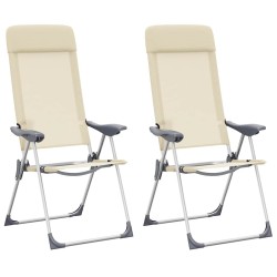 Chaises de camping pliables lot de 2 Crème Aluminium 553393553393