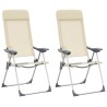 Chaises de camping pliables lot de 2 Crème Aluminium 553393553393