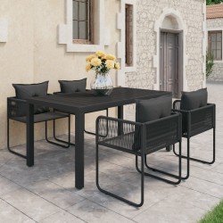 Ensemble à manger de jardin 5 pcs PVC résine tressée noir 553400553400