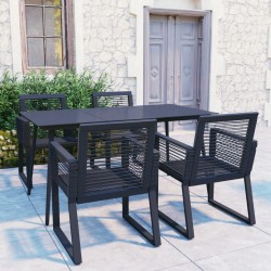 Ensemble à manger d'extérieur 5 pcs Rotin PVC Noir 553407553407