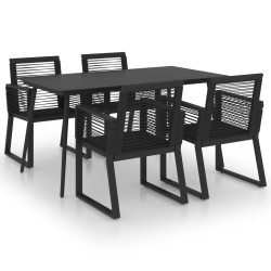 Ensemble à manger d'extérieur 5 pcs Rotin PVC Noir 553407553407