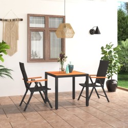 Ensemble à manger de jardin 3 pcs noir et marron 553411553411