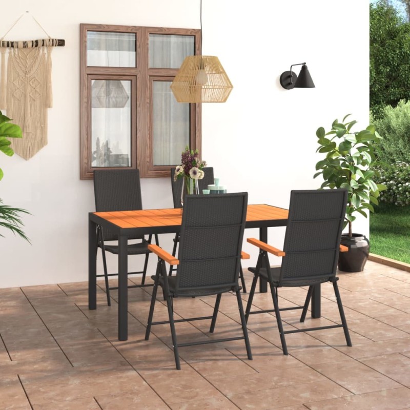 Ensemble à manger de jardin 5 pcs noir et marron 553417553417