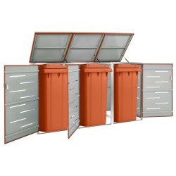 Abri pour trois poubelles 207x77,5x112,5 cm Inox 553433553433