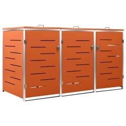 Abri pour trois poubelles 207x77,5x112,5 cm Inox 553433553433