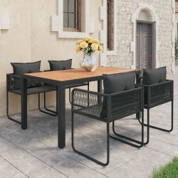 Ensemble à manger de jardin 5pcs PVC résine tressée noir marron 553446553446