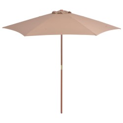 Parasol d'extérieur avec mât en bois 270 cm taupe 553449553449