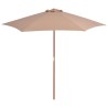 Parasol d'extérieur avec mât en bois 270 cm taupe 553449553449