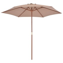 Parasol d'extérieur avec mât en bois 270 cm taupe 553449553449